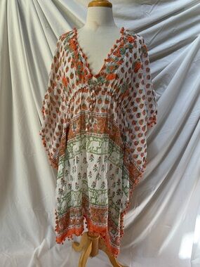RAJ 100% Cotton Boho Swim Cover Up Beach Dress S / M / L ~